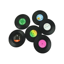 6 Adet Record Coaster Temizlemesi Kolay Hafif Retro Disk Kayıt Bardak Ev Restoran Bar Partisi İçin Siyah