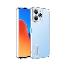 Zore Redmi 12 Kılıf Kamera Korumalı Logo Gösteren Ogaa Omega Kapak - Gümüş