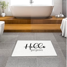 Evaşk Banyo Paspası İpeksi Kadifemsi Halı Yüzey Kaymaz Taban 45x75 BM02745B Beyaz