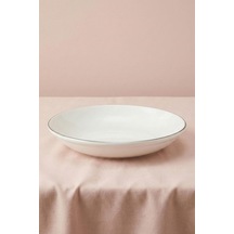 Ceyda Platin Kenarlı Porselen Büyük Kase 25 Cm Ekru