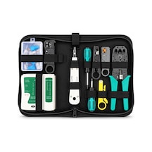 Ağ Alet Seti, Kablo Test Cihazı İle Rj45 Sıkma Aleti Seti, Punch Down Aleti, Tel Soyucular, Cat5 Cat5e Cat6 Ethernet Kablosu Onarımı İçin 10 Rj45 Konnektörler Ve Tornavidalar