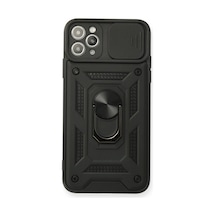 Apple iPhone  Uyumlu  11 Pro Kılıf Pars Lens Yüzüklü Silikon - Siyah Çok Renkli