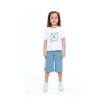 Toontoy Kids Toontoy Kız Çocuk Baskılı Kaprili Takım Beyaz