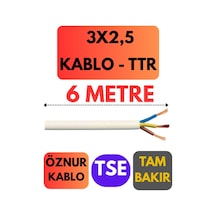 Öznur 3x2,5 Ttr Kablo Metre Seçenekli Beyaz - 6 Metre