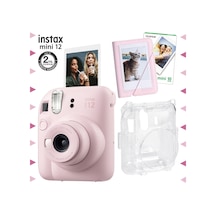 Fujifilm Instax Mini 12 Fotoğraf Makinesi + 10'lu Film + Mini Albüm + Şeffaf Kılıf Seti Pembe