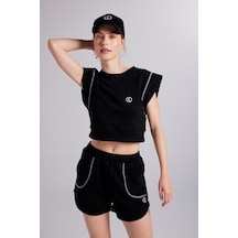 Holly Lolly Crop Kesim Kontrast Dikişli Rhode Tshirt Siyah Holly Lolly Crop Kesim Kontrast Dikişli Rhode Tshirt Siyah