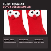 Bezos Kadın 3'lü Kutulu 3d Gözlü Soket Çorap Seti Kırmızı, Sarı, Pembe Eğlenceli Hediyelik Çorap Paketi Renk: Çok Renkli Beden: 39-44 Adet: 3 Dfnbez