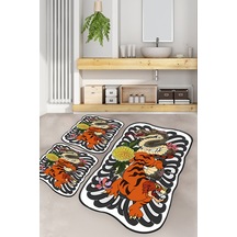 WILD ANIMALS DJT 3 LU SET Banyo Halısı Banyo Paspası Çok Renkli