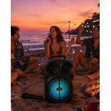 Taşınabilir Bluetooth Speaker Mikrofonlu Karaoke Hoparlör Rgb Işıklı 6.5 İnç Güçlü Ses - Lisinya