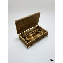 Doğal Ahşap Yakma Takı Kutusu Ahşap Saklama Kutusu Beyaz Çam Boy:20cm En:12cm Yük:6cm