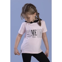 Toontoy Kids Toontoy Kız Çocuk Kapüşonlutaş İşlemeli Baskılı Tişört Pudra