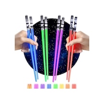 8 Parça Led Işıklı Chopstik Işık Kılıcı Yemek Çubukları Star Wars Tema Çöpstik Abanoz