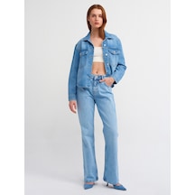 Dilvin Düşük Bel Flare Denim Pantolon Mavi