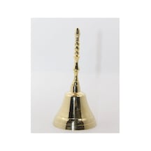 3 Adet Pirinç El Çanı Tam Pirinç Gövde 17 Cm Boy, El Tipi Zil, Hand Bell, Brass Bell