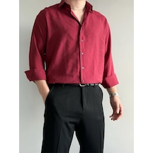 Relaxed Fit Hafif Rahat Modal Kumaş Gömlek Bordo