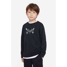 Tshirthane Mayhem Logo Baskılı Unisex Çocuk Siyah Sweatshirt Siyah