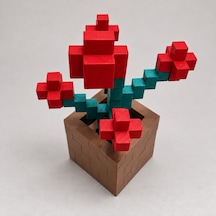 Piksel Orkide Biblo - 3d Baskı, Minecraft Esintili Kırmızı