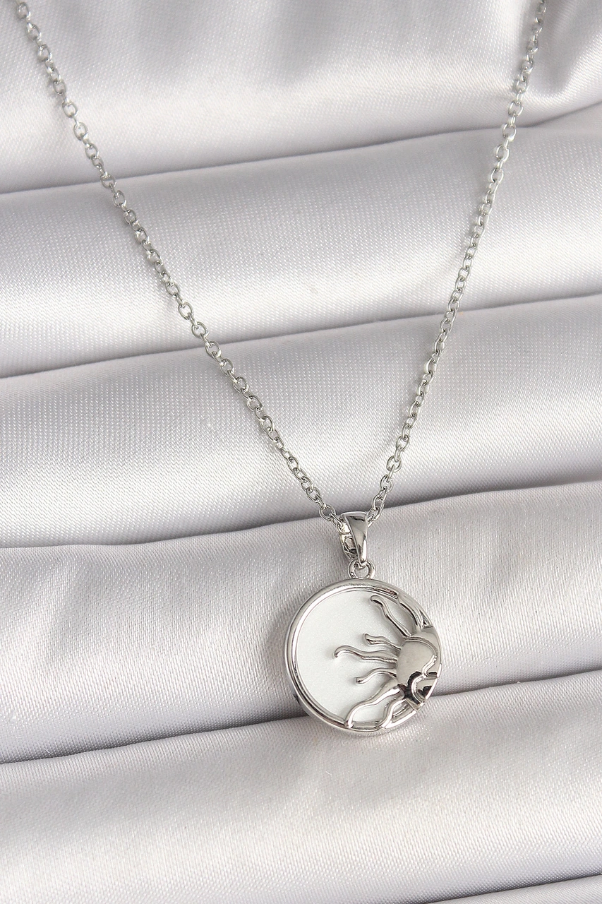 Dodes Dodes 316l Çelik Gümüş Renk Zincir Beyaz Mineli Gün Batımı Model Kadın Kolye Tg27bko9999 Çok renkli