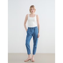 Lcwaıkıkı Classic Mavi Beli Lastikli Carrot Fit Kadın Jean Pantolon