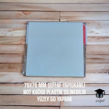 76x76 Mm Şeffaf Yapışkanlı Not Kağıdı Plastik Silinebilir Yüzey 50 Yaprak