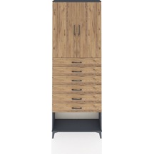 Arges Dolap 3 Raflı 6 Çekmeceli 2 Kapaklı 88x30x243 Antrasit-çam Antrasit