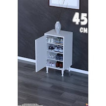 Bulut Ayakkabılık - Kapaklı 3 Raf 4 Bölmeli Dar Alanlar İçin Çok Amaçlı Dolap 45 Cm Beyaz