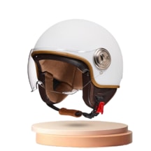 Aolan Şeffaf Kısa Lens Elektrikli Araç Yarım Açık Motosiklet Kaskı Beyaz