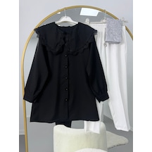 Lovie Moda Yakası Dantel Detaylı Pantolonlu Takım Siyah-beyaz