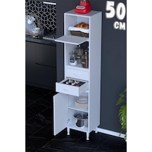 Asya Kapaklı, Çekmeceli, 1 Fırın Bölmeli, Mutfak Robotu Ve Kahve Köşesi Çok Amaçlı Dolap 50 Cm Beyaz