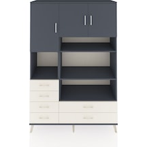 Hyperion Dolap 9 Raflı 6 Çekmeceli 3 Kapaklı 132x44x195 Antrasit-antrasit/aytaşı Antrasıt/aytası