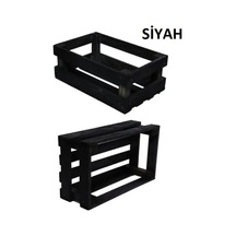Ahşap Kasa Raf Çiçeklik Renkli Mini Kasa Siyah
