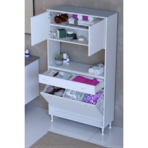 Eliusta Seris Sepetli Ve Çekmeceli Banyo Dolabı G:95 Cm Çok Amaçlı Beyaz Düzenleyici 95x173x32,5 Cm Dolap Beyaz