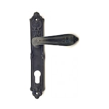Antika Tarz Dekoratif Pirinç Çiçekli Banyo Kapı Kolu - 240x40 Mm, Oksit Diğer