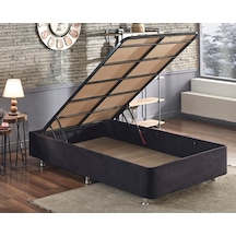 Nironyatak Niron Ela Baza -120X200 Cm Tek Kişilik Sandıklı Siyah Kumaş Baza