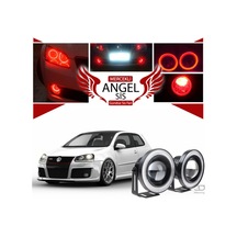 Volkswagen Golf 5 Uyumlu, Universal Mercekli Led Angel Sis Farı, 76mm Kırmızı Renk