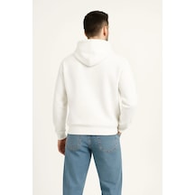 Valensdesign Erkek Kapüşonlu Sweatshirt Hoodie 3 İplik Şardonlu Pamuklu Kumaş, Önü Baskılı, Fermuarlı Rahat Kalıp Siyah
