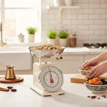 Amberhaus Retro Tasarım Analog Mutfak Terazisi - 2 Kg Kapasiteli Mekanik Gıda Tartısı - Çıkarılabilir Gümüş Ka Diğer