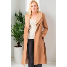 Z6671 Dewberry Bayan Palto-düz Camel-düz Camel