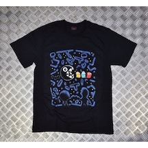 Stoned&Fame Unisex Pacman Baskılı T-shirt SIYAH