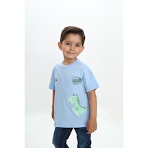 Toontoy Kids Toontoy Erkek Çocuk Dinazor Yazı Baskılı Tişört Mavi