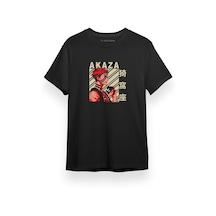 Demon Slayer Anime Akaza Vintage Art Siyah Kısa Kol Erkek Tshirt 001