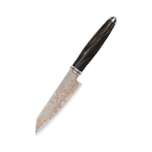 Qsp Mutfak Bıçağı Kiritsuke Çöl Demir Ahşap Sap Pirinç Bakır Damascus Çelik Mulan Serisi Soyma Bıçağı Qs-kk-005c Kum