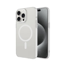 Apple Uyumlu iPhone   15 Pro Kılıf   Magsafe Şarj Özellikli Buzlu Transparan C-pro Sert Kapak