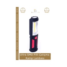 Deluxe Seri Beyaz Aydınlatma Kauçuk Mıknatıslı Ultra Smd Pilli Çalışma Kamp Lambası Çok Renkli