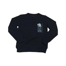 İrem Çocuk Giyim Erkek Çocuk /kız Çocuk Çift Taraf Anime Karakter Yazı Desenli Siyah Sweatshirt Siyah