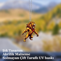 Araba Ayna Süsü, Araba Süsü, Çanta Aksesuarı - Aslan 3 - Pleksi Malzeme, Uv Baskılı - 042 8x6 Cm