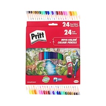 Kuru Boya Kalemi 24 Renk Karton Kutu 1 Paket Pritt 24 Lü Kuruboya Tam Boy Renkli Kalem Kaliteli Yumuşak Uçlu Canlı Renk Çok Renkli