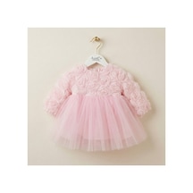 Ministok Rose Lady Uzun Kollu Kız Bebek Elbisesi Pembe