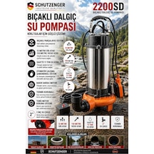 2200sd German Su Motoru 5 Hq Drenaj Dalgıç Atık Su Pompası Şamandralı Paslanmaz Gövde 2 Inç Bıçaklı Model Otomatik 110 M