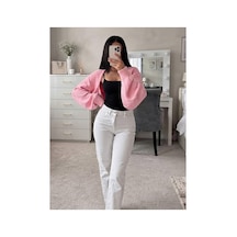 Flex Fashıon Kadın Sokak Modası Akrilik Crop Triko Hırka Pembe - 928384069 Pembe - 928384069 Pembe